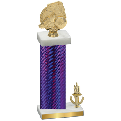 Accented Single Purple Carbon Fiber Victory Soccer Trophy