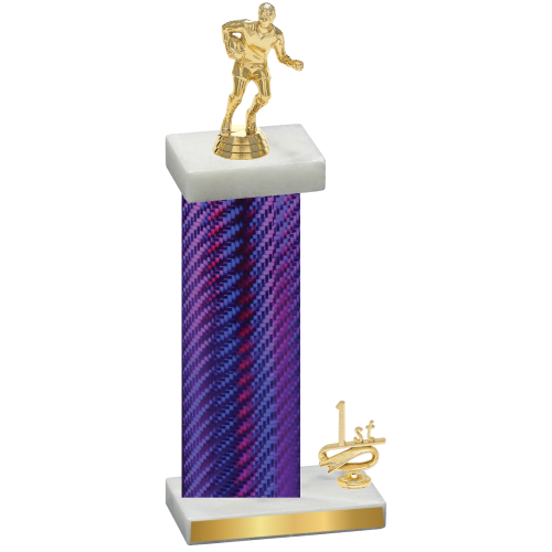 Accented Single Purple Carbon Fiber First Place Rugby Trophy