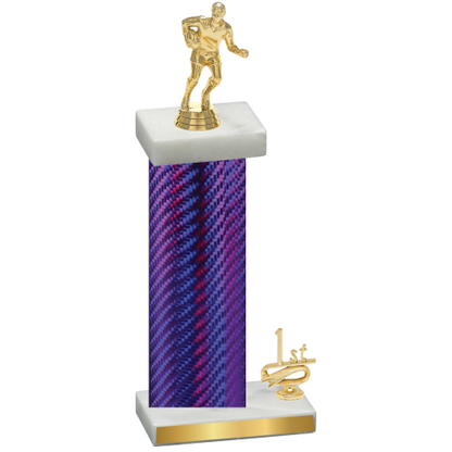 Accented Single Purple Carbon Fiber First Place Rugby Trophy