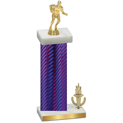 Accented Single Purple Carbon Fiber Victory Rugby Trophy