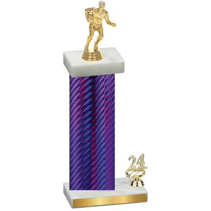 Accented Single Purple Carbon Fiber Year Rugby Trophy