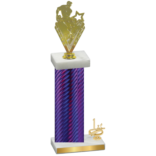 Accented Single Purple Carbon Fiber First Place Rugby Trophy