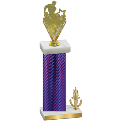 Accented Single Purple Carbon Fiber Victory Rugby Trophy