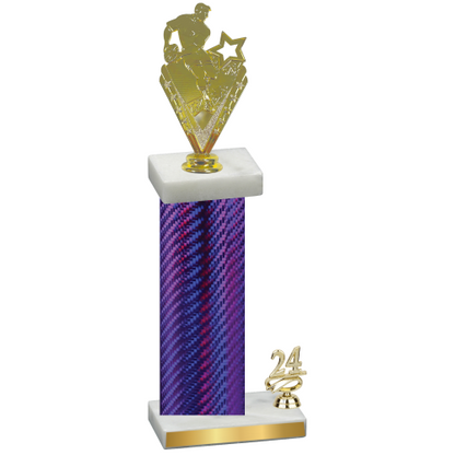 Accented Single Purple Carbon Fiber Year Rugby Trophy