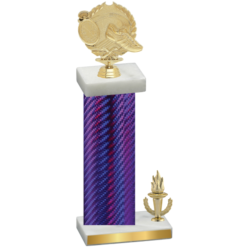 Accented Single Purple Carbon Fiber Victory Running Trophy