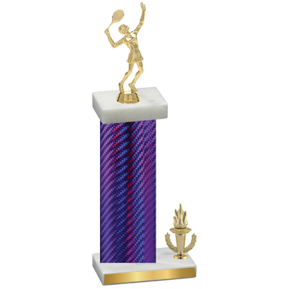 Accented Single Purple Carbon Fiber Victory Tennis Trophy