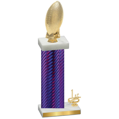 Accented Single Purple Carbon Fiber First Place Football Trophy