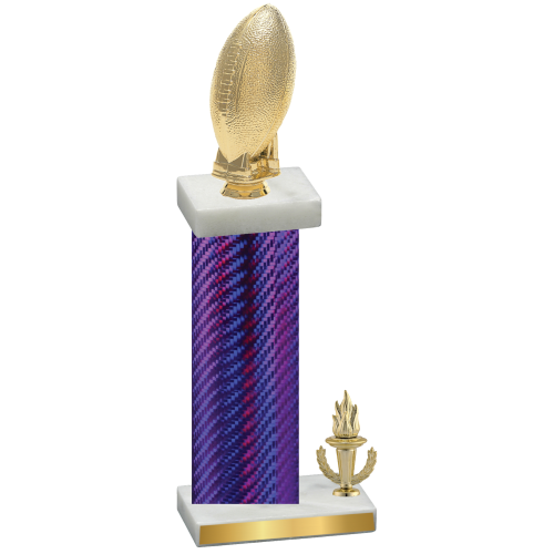 Accented Single Purple Carbon Fiber Victory Football Trophy