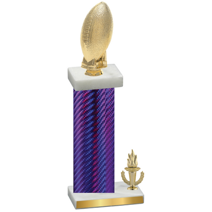 Accented Single Purple Carbon Fiber Victory Football Trophy