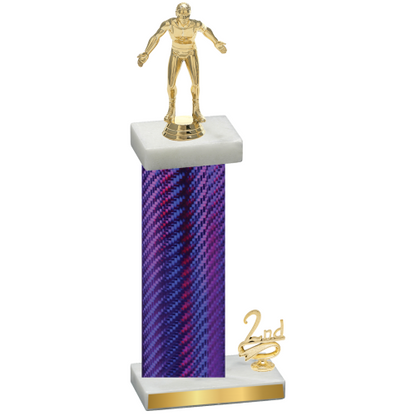 Accented Single Purple Carbon Fiber Second Place Wrestling Trophy