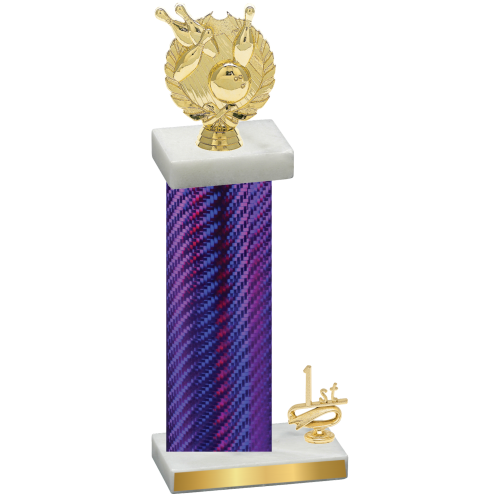 Accented Single Purple Carbon Fiber First Place Bowling Trophy