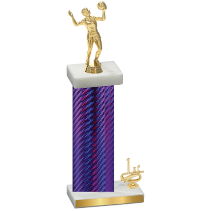 Accented Single Purple Carbon Fiber First Place Volleyball Trophy