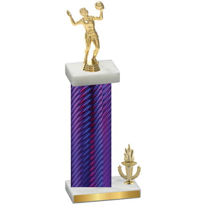 Accented Single Purple Carbon Fiber Victory Volleyball Trophy