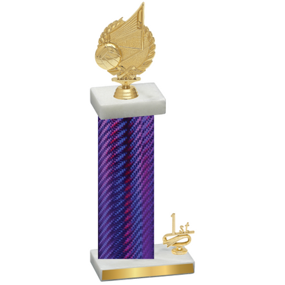 Accented Single Purple Carbon Fiber First Place Volleyball Trophy