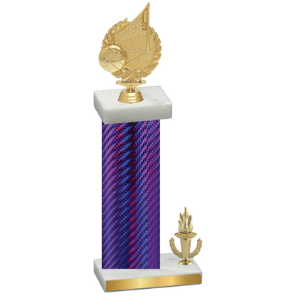 Accented Single Purple Carbon Fiber Victory Volleyball Trophy