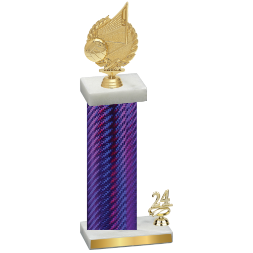 Accented Single Purple Carbon Fiber Year Volleyball Trophy