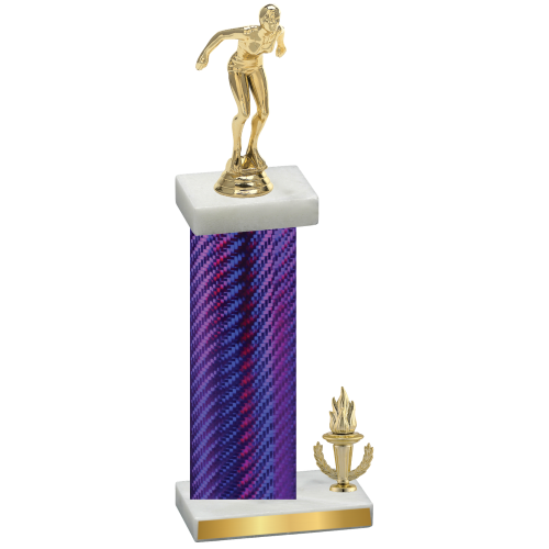 Accented Single Purple Carbon Fiber Victory Tennis Trophy