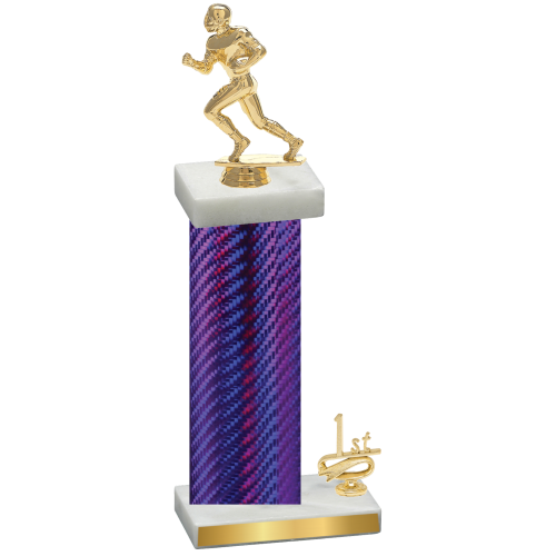Accented Single Purple Carbon Fiber First Place Football Trophy