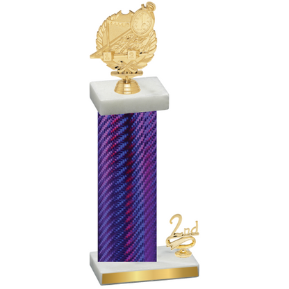 Accented Single Purple Carbon Fiber Second Place Swimming Trophy