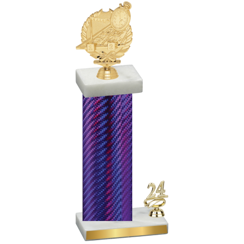 Accented Single Purple Carbon Fiber Year Swimming Trophy