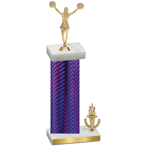 Accented Single Purple Carbon Fiber Victory Cheerleading Trophy