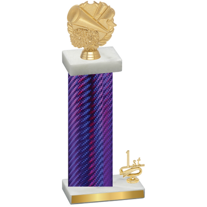 Accented Single Purple Carbon Fiber First Place Cheerleading Trophy