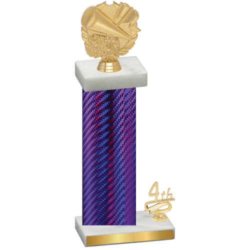 Accented Single Purple Carbon Fiber Fourth Place Cheerleading Trophy