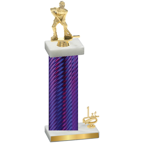 Accented Single Purple Carbon Fiber First Place Hockey Trophy