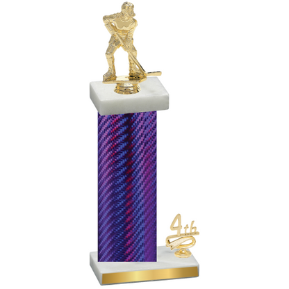 Accented Single Purple Carbon Fiber Fourth Place Hockey Trophy