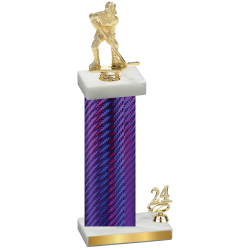 Accented Single Purple Carbon Fiber Year Hockey Trophy