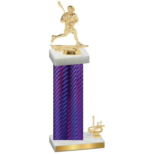 Accented Single Purple Carbon Fiber First Place Lacrosse Trophy