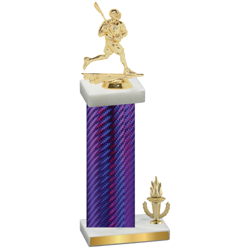 Accented Single Purple Carbon Fiber Victory Lacrosse Trophy