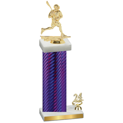 Accented Single Purple Carbon Fiber Year Lacrosse Trophy