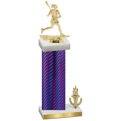 Accented Single Purple Carbon Fiber Victory Lacrosse Trophy