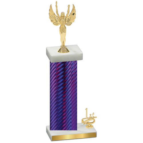 Accented Single Purple Carbon Fiber First Place Victory Trophy