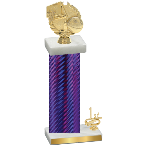 Accented Single Purple Carbon Fiber First Place Basketball Trophy