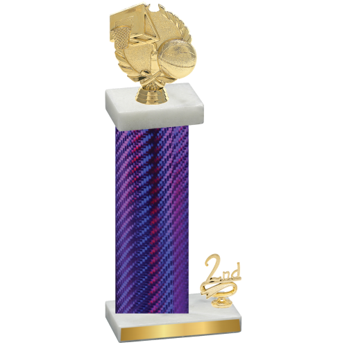 Accented Single Purple Carbon Fiber Second Place Basketball Trophy