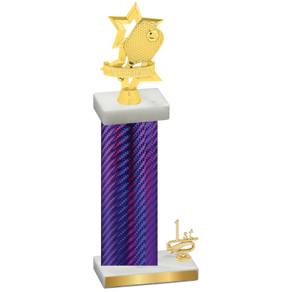 Accented Single Purple Carbon Fiber First Place Pickleball Trophy