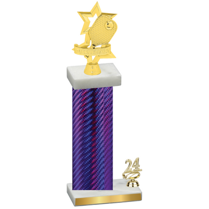 Accented Single Purple Carbon Fiber Year Pickleball Trophy