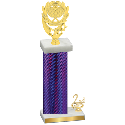 Accented Single Purple Carbon Fiber Second Place Pickleball Trophy