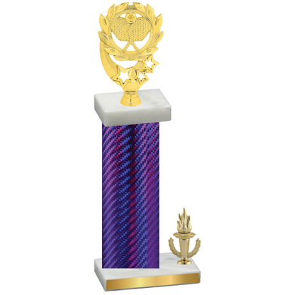 Accented Single Purple Carbon Fiber Victory Pickleball Trophy