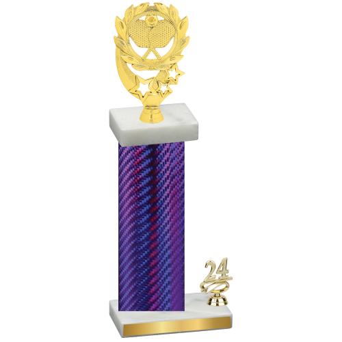 Accented Single Purple Carbon Fiber Year Pickleball Trophy