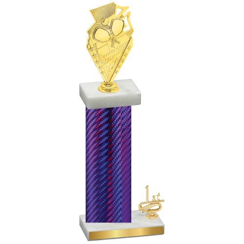 Accented Single Purple Carbon Fiber First Place Pickleball Trophy