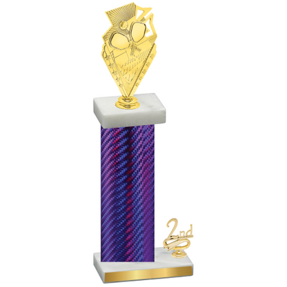 Accented Single Purple Carbon Fiber Second Place Pickleball Trophy