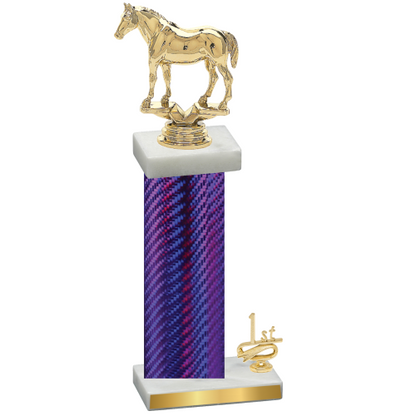 Accented Single Purple Carbon Fiber First Place Horses Trophy