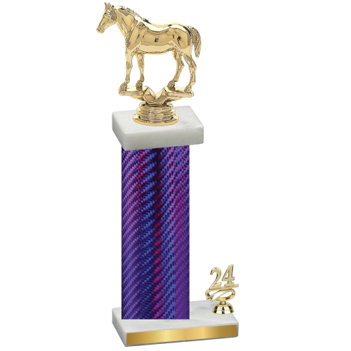 Accented Single Purple Carbon Fiber Year Horses Trophy