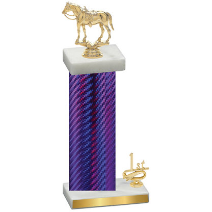 Accented Single Purple Carbon Fiber First Place Horses Trophy