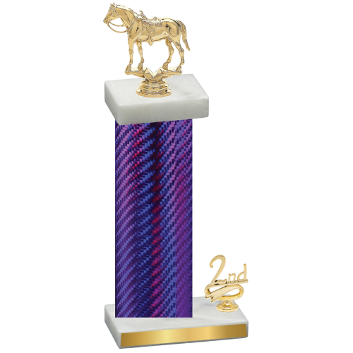 Accented Single Purple Carbon Fiber Second Place Horses Trophy