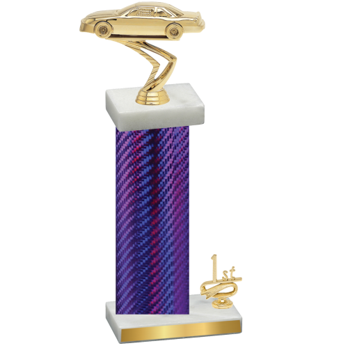 Accented Single Purple Carbon Fiber First Place Cars Trophy