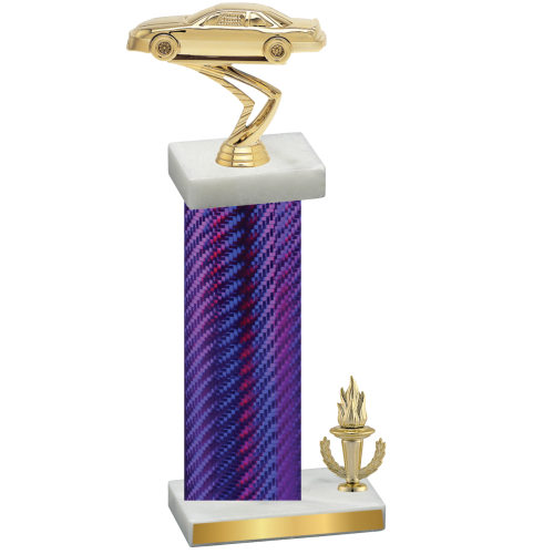 Accented Single Purple Carbon Fiber Victory Cars Trophy